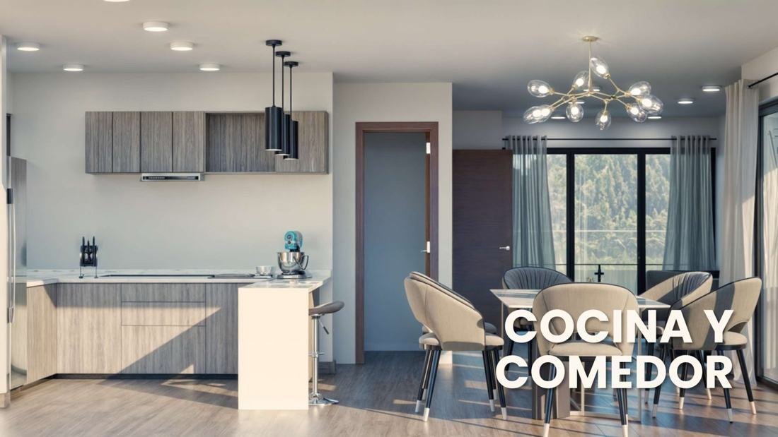Cocina y comedor — render del desarrollador